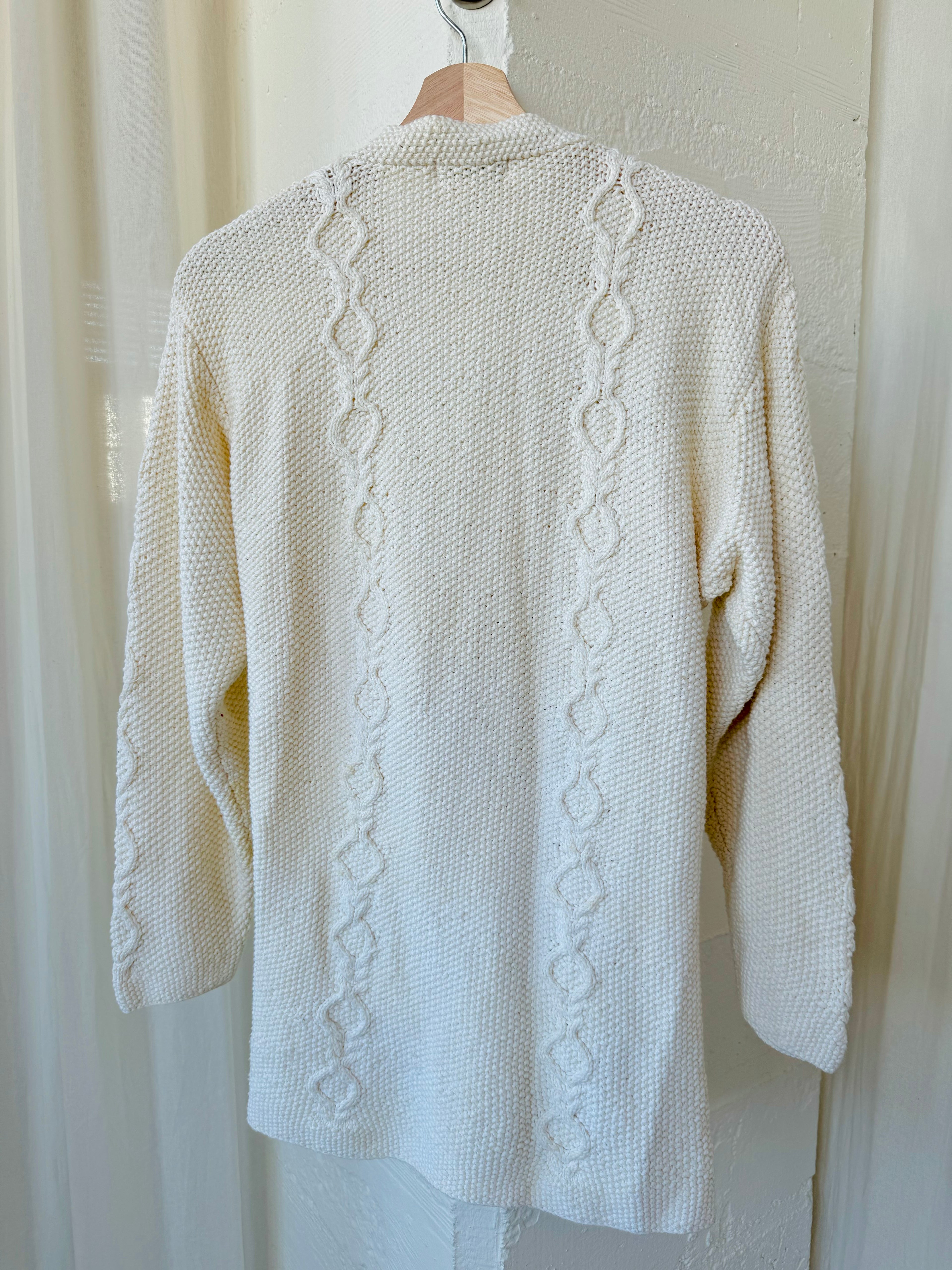 L.L. Bean Cream Cable Knit Cardigan