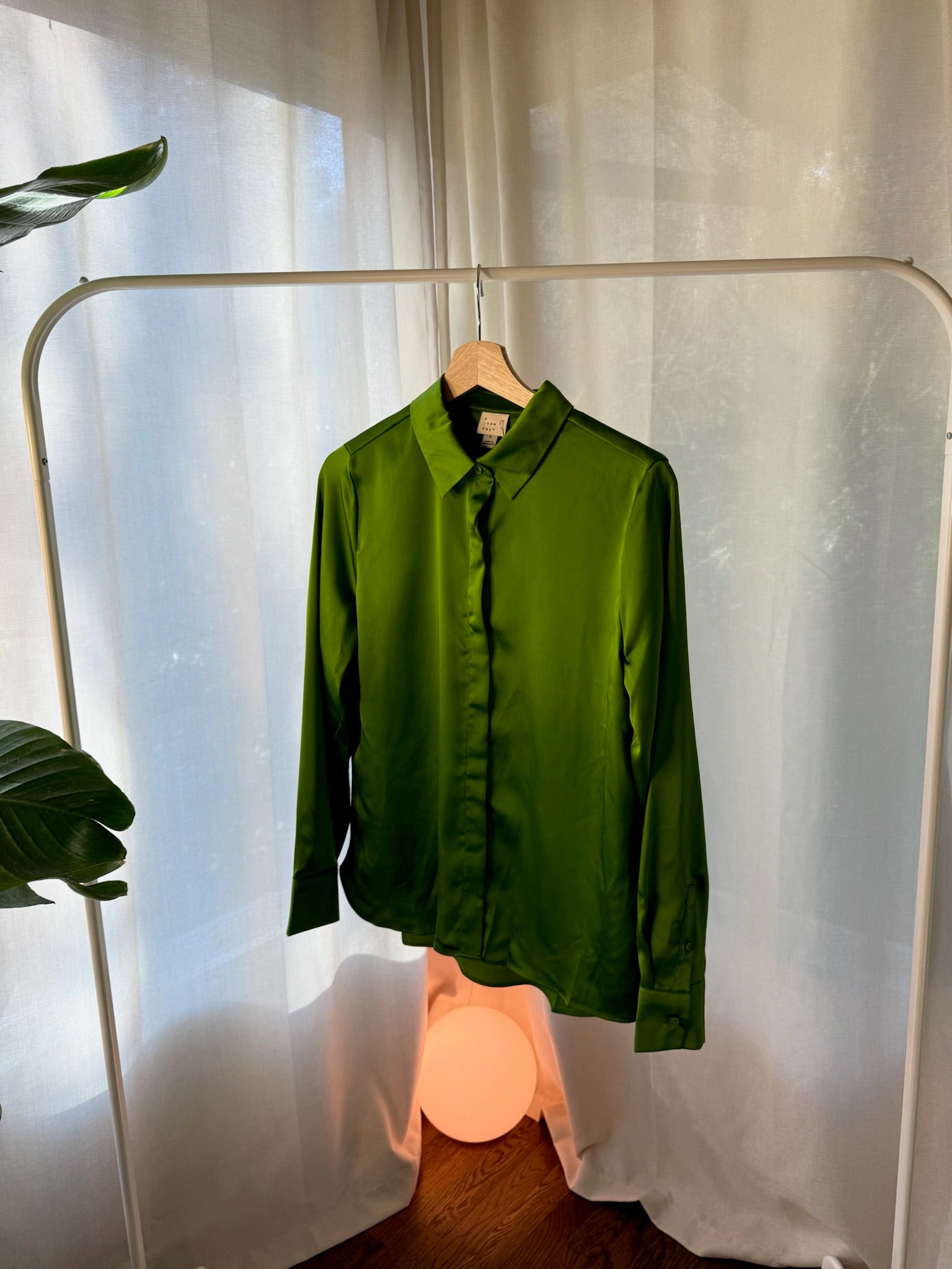 A New Day Green Satin Blouse