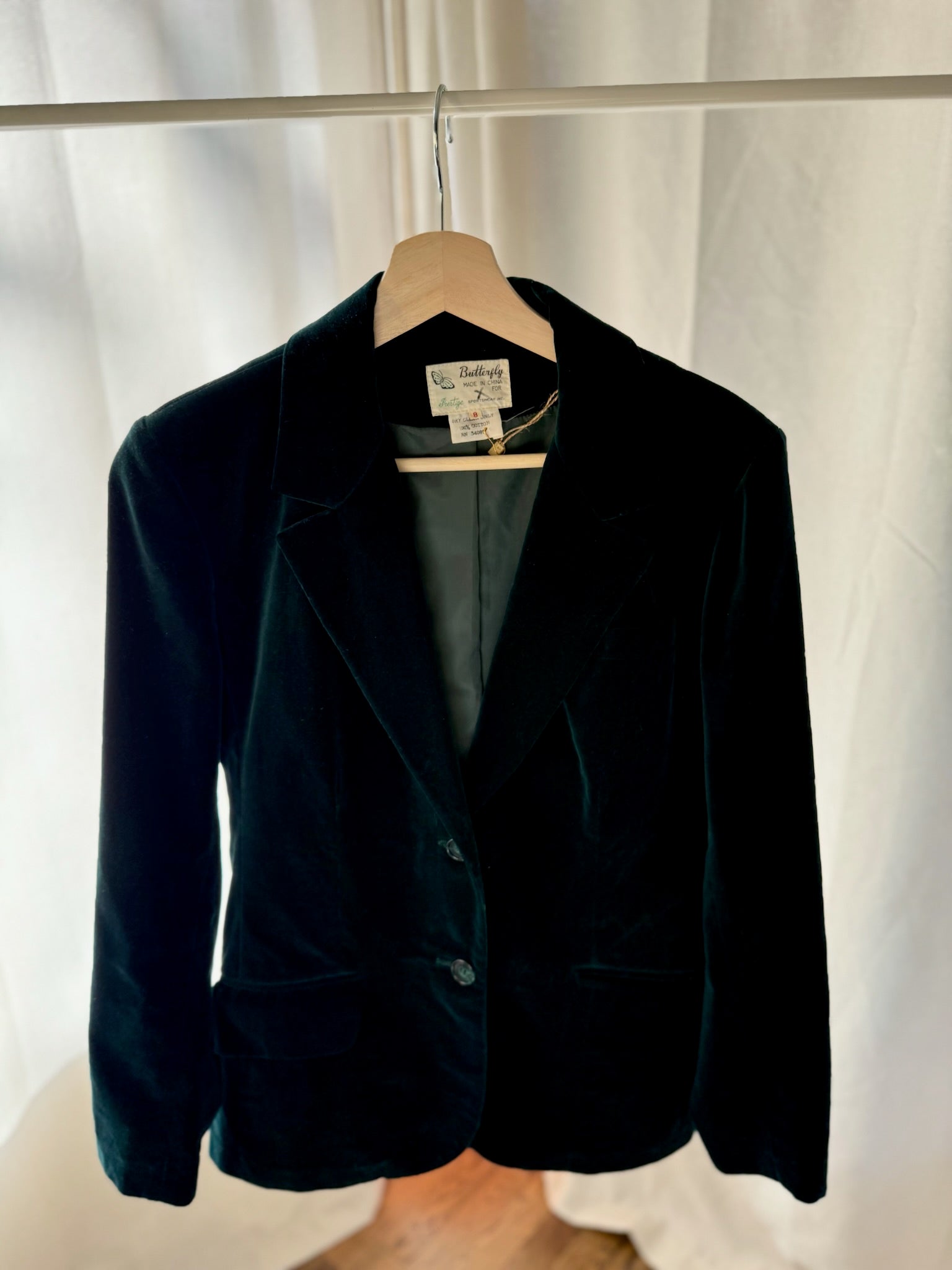 Butterfly Emerald Velvet Blazer