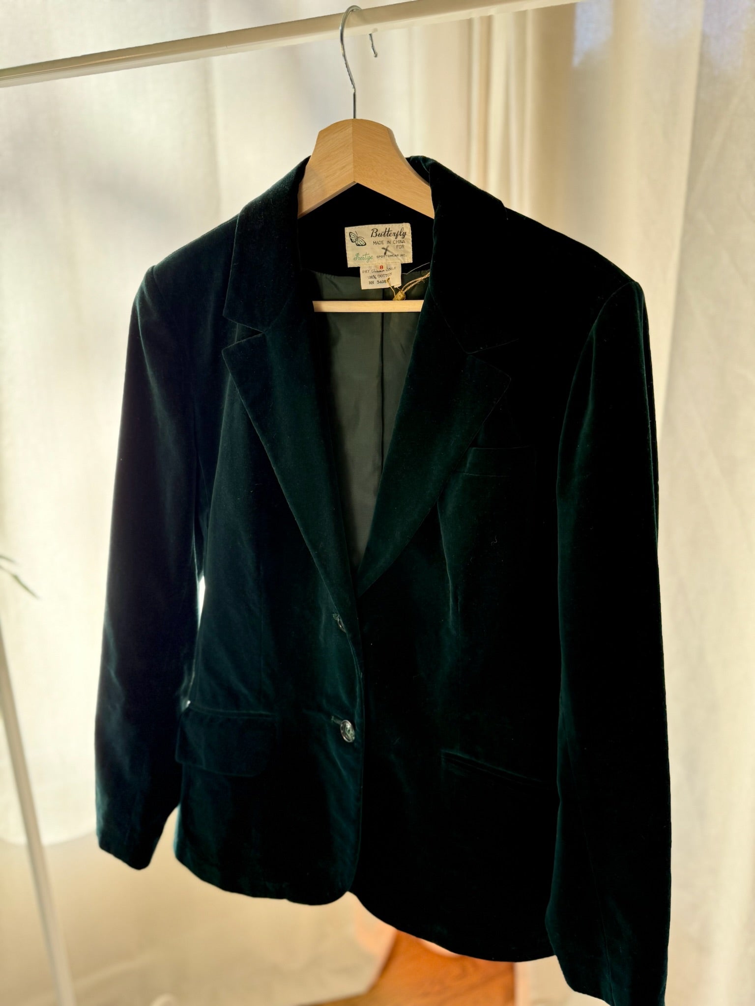 Butterfly Emerald Velvet Blazer