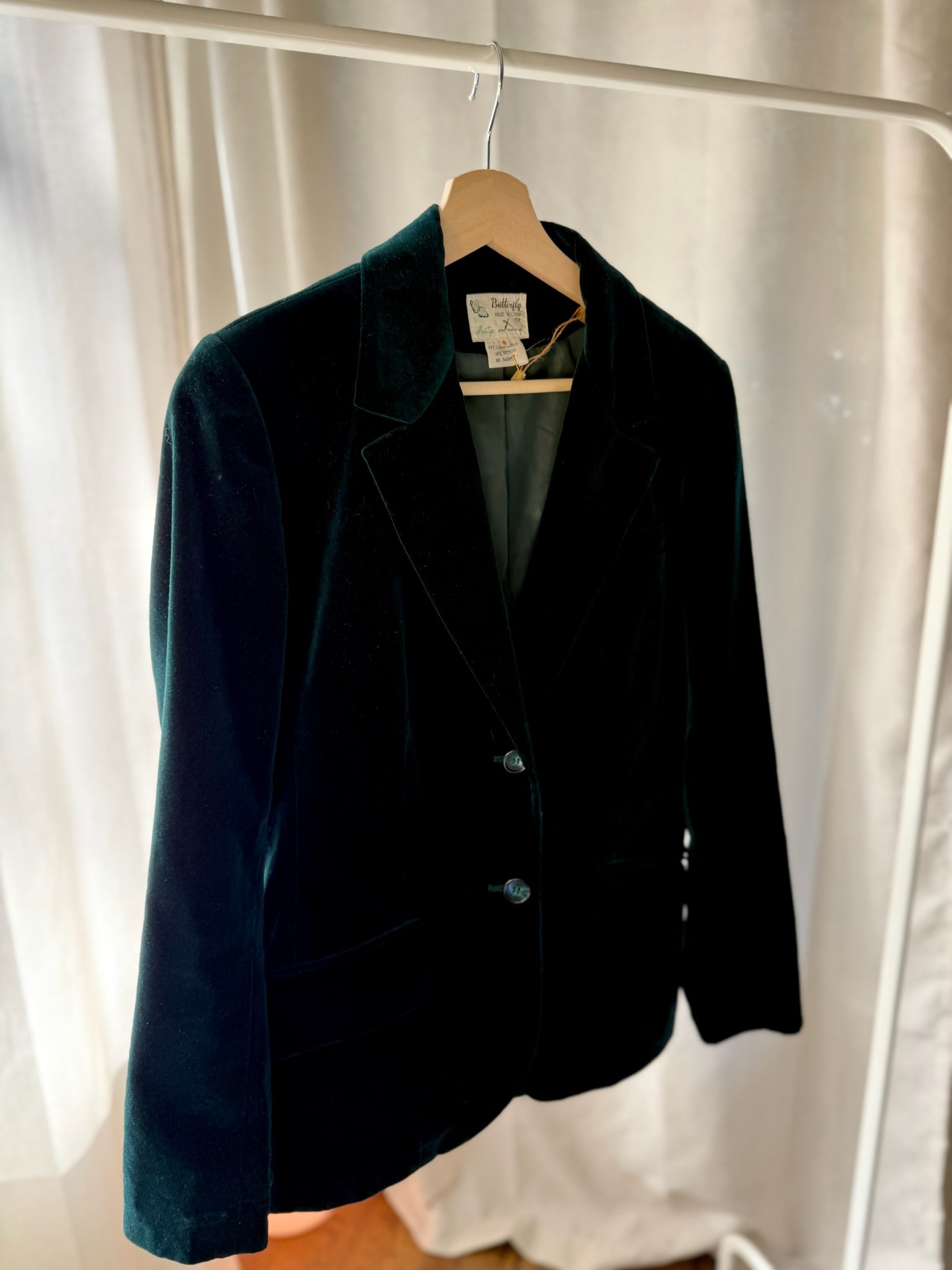 Butterfly Emerald Velvet Blazer