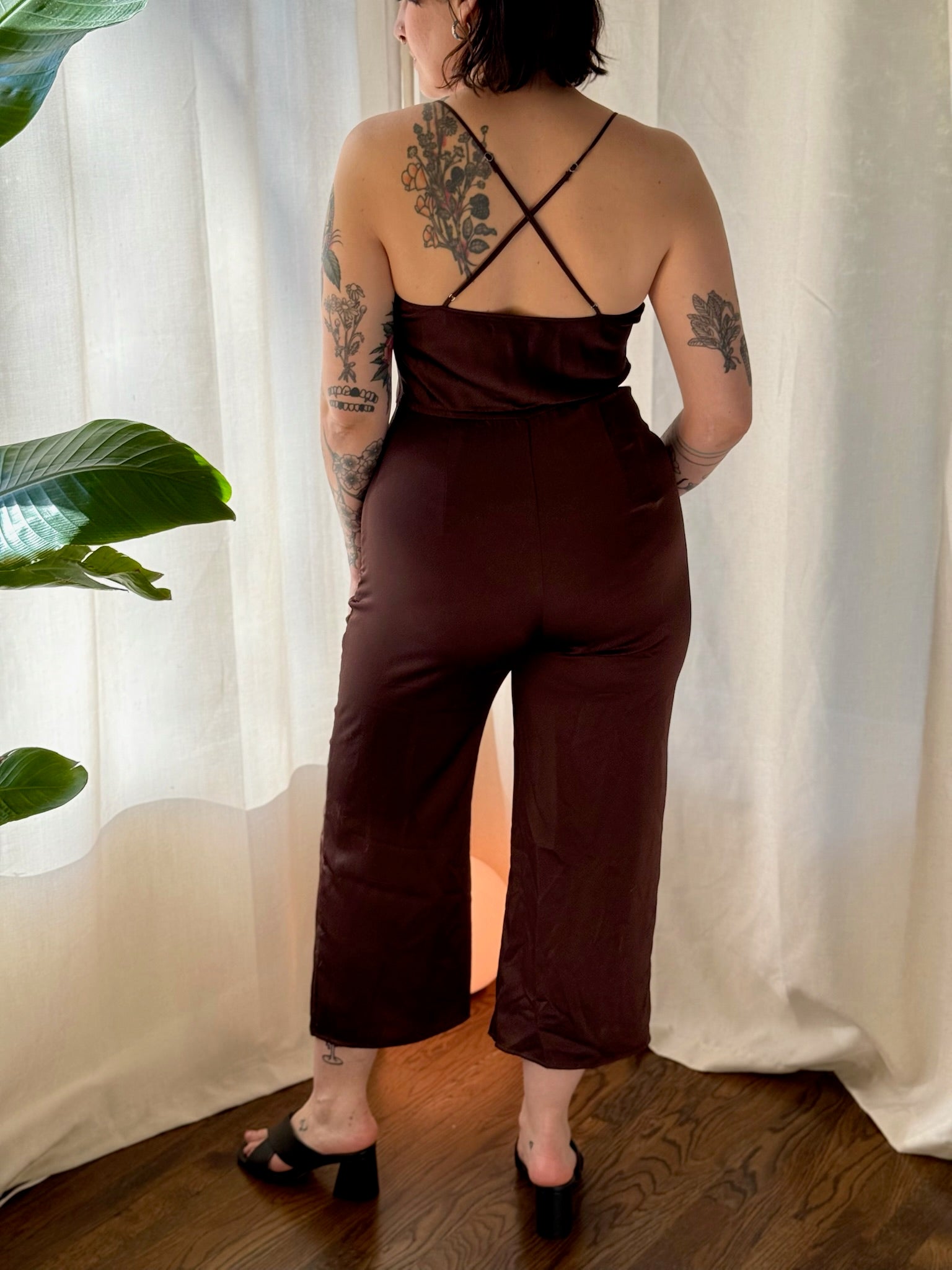 Abercrombie Brown Satin Jumpsuit