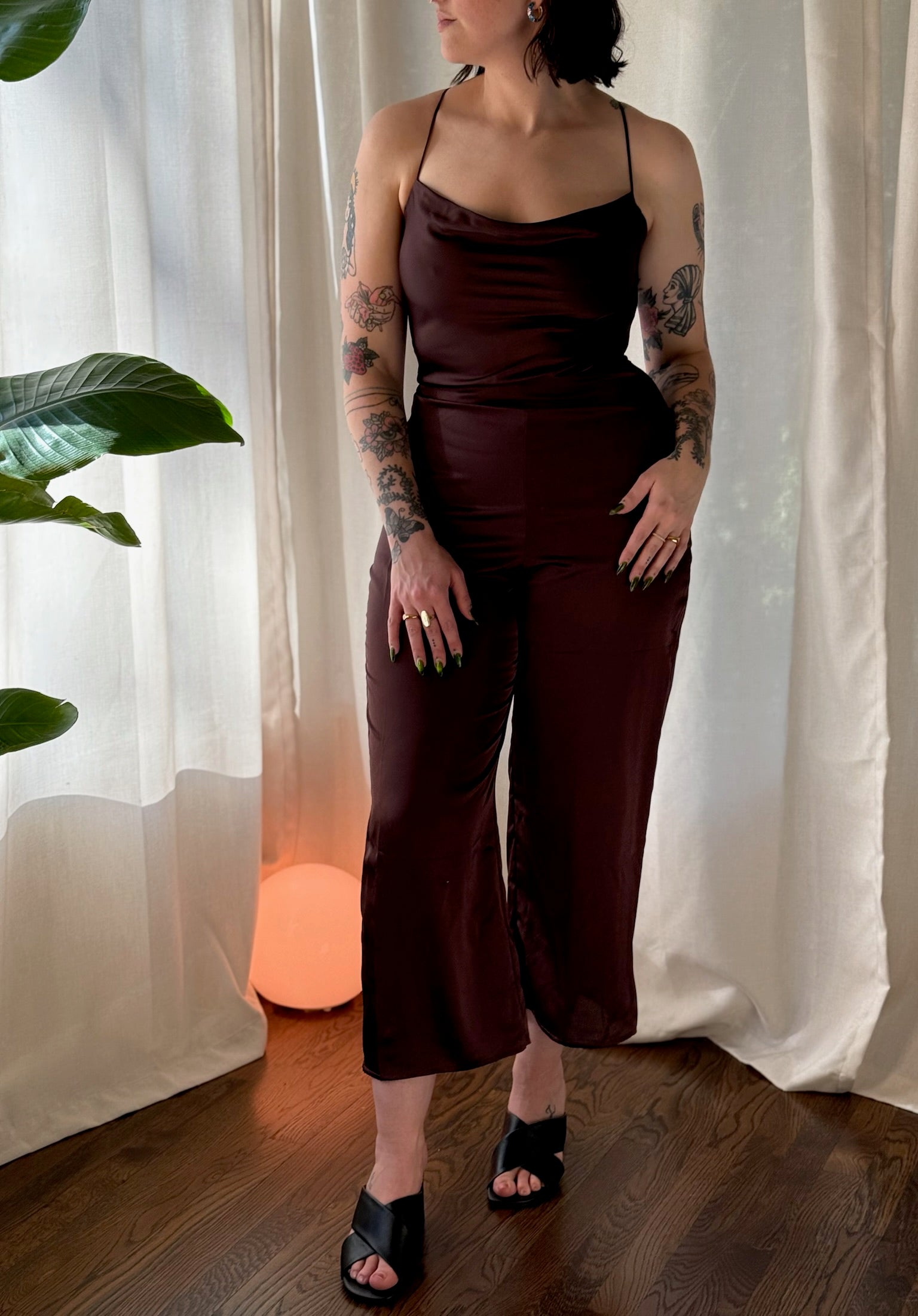 Abercrombie Brown Satin Jumpsuit
