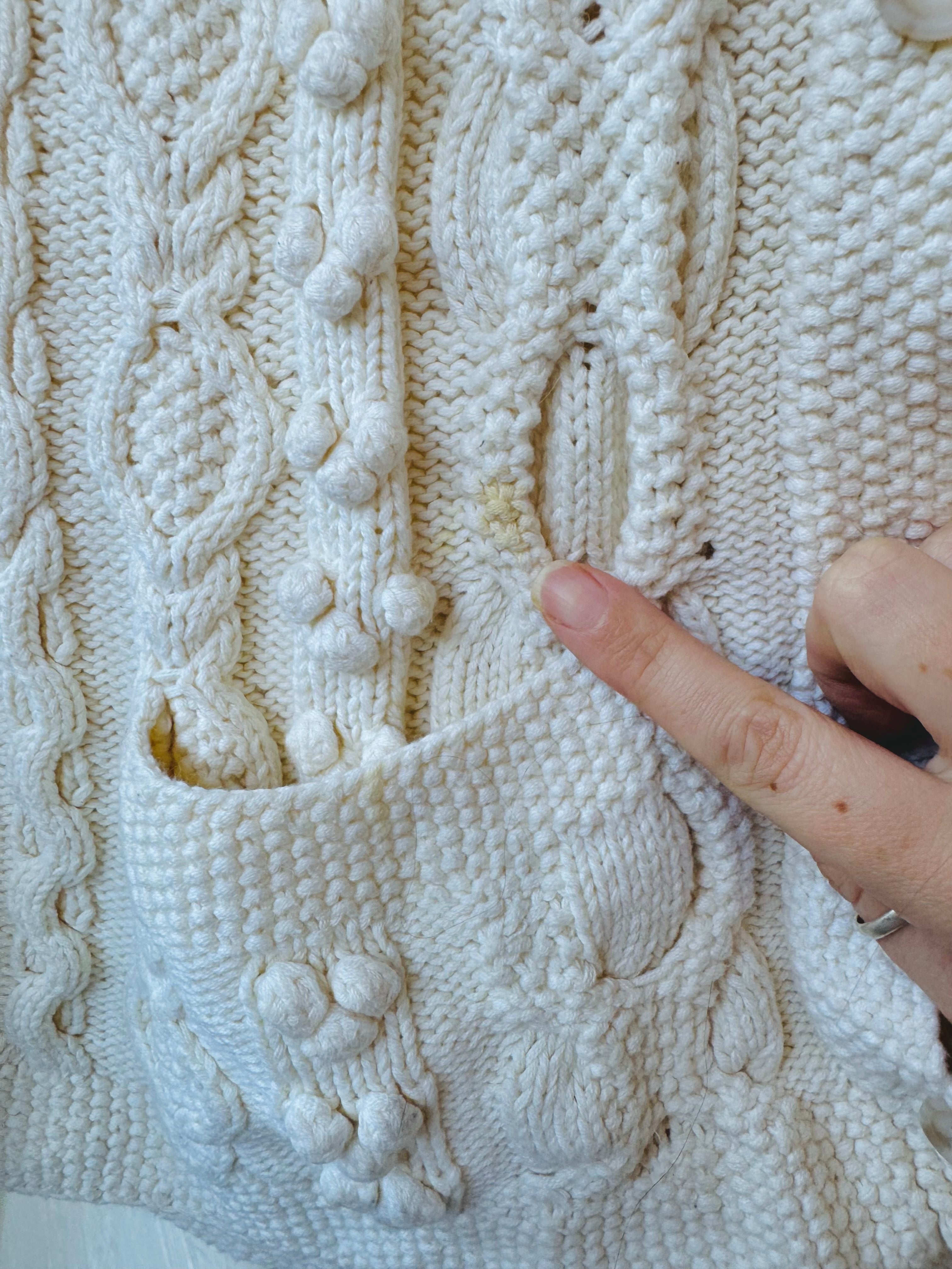 L.L. Bean Cream Cable Knit Cardigan