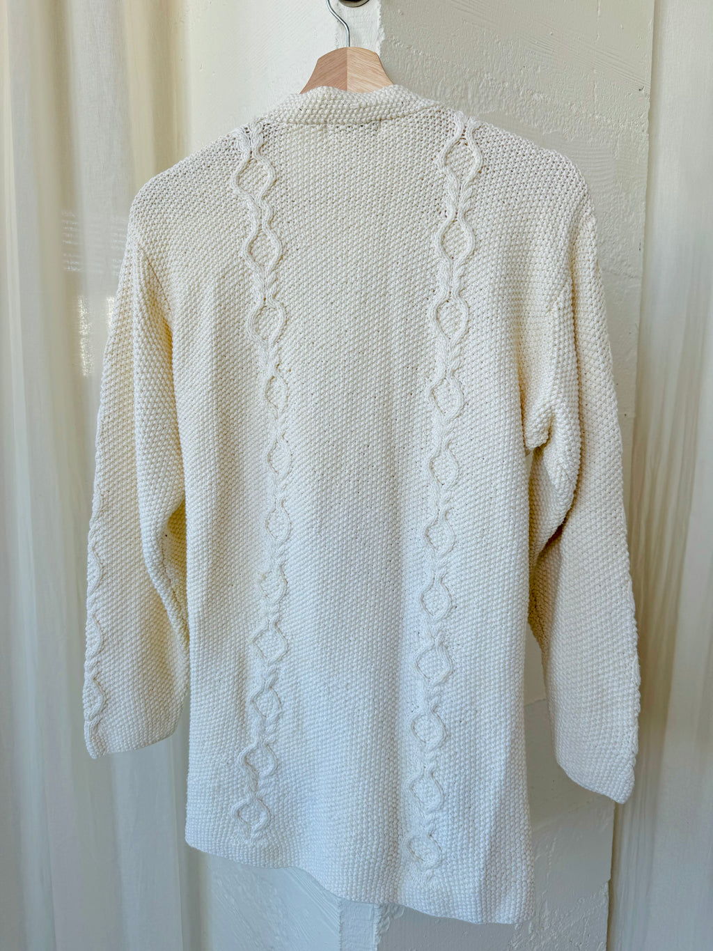 L.L. Bean Cream Cable Knit Cardigan