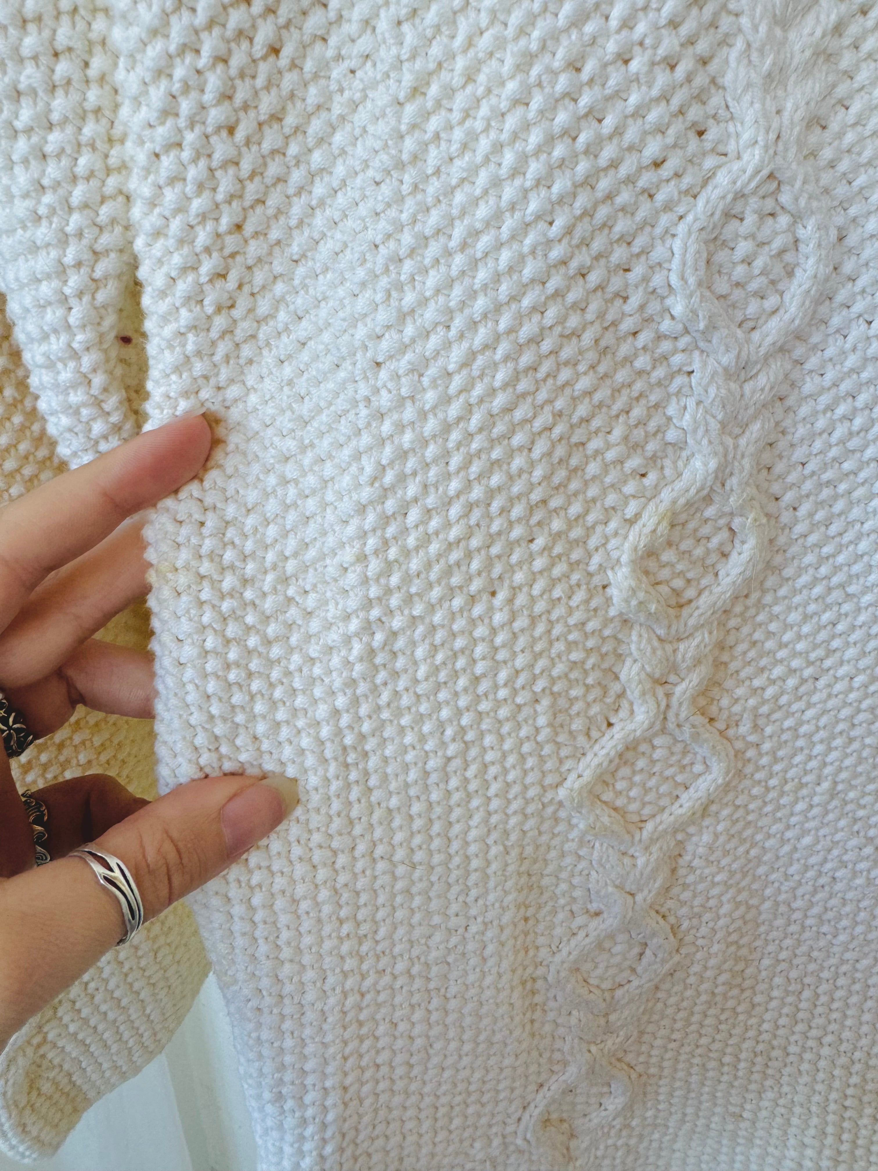 L.L. Bean Cream Cable Knit Cardigan