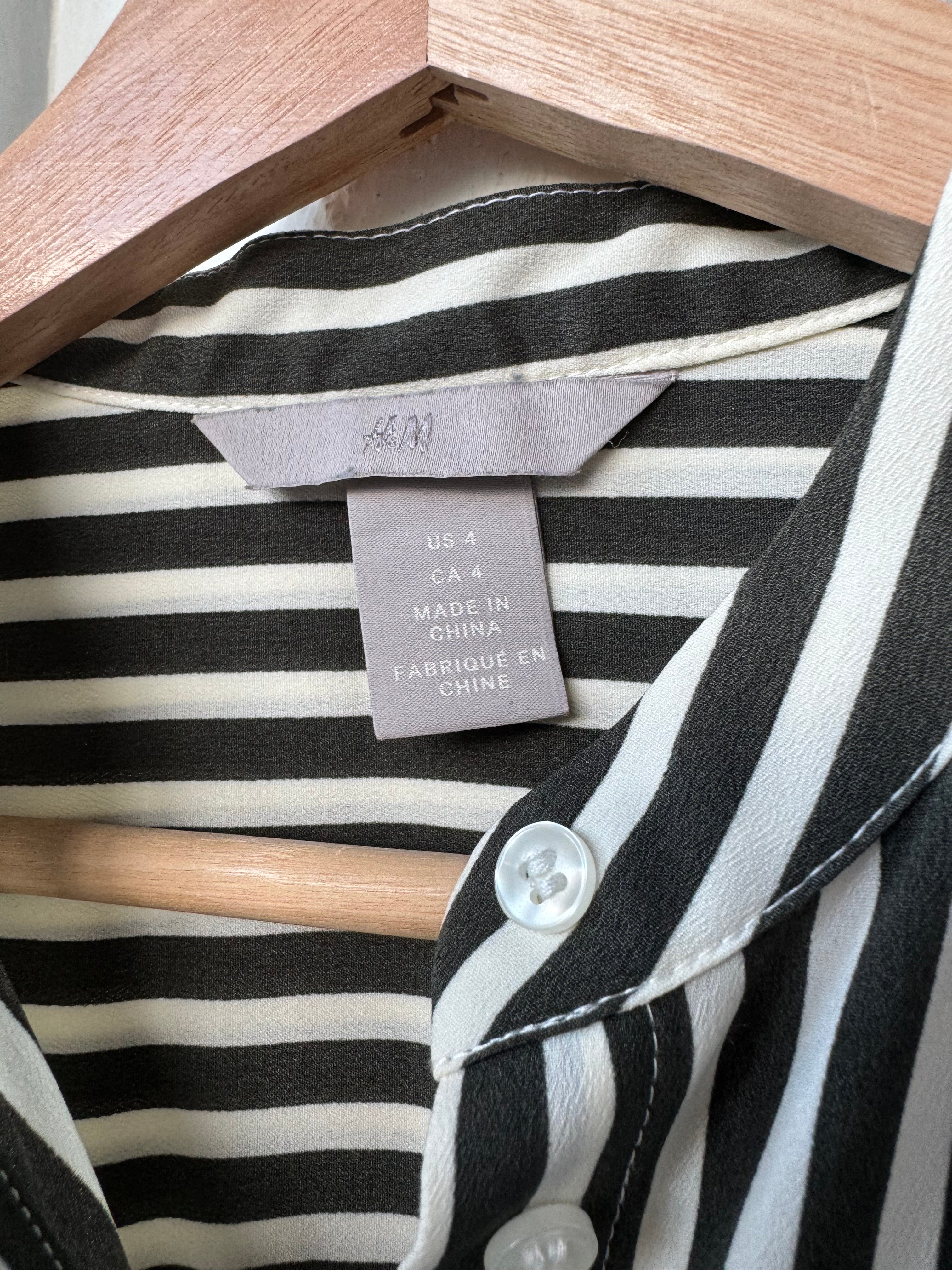 H&M Olive and White Striped Shirt