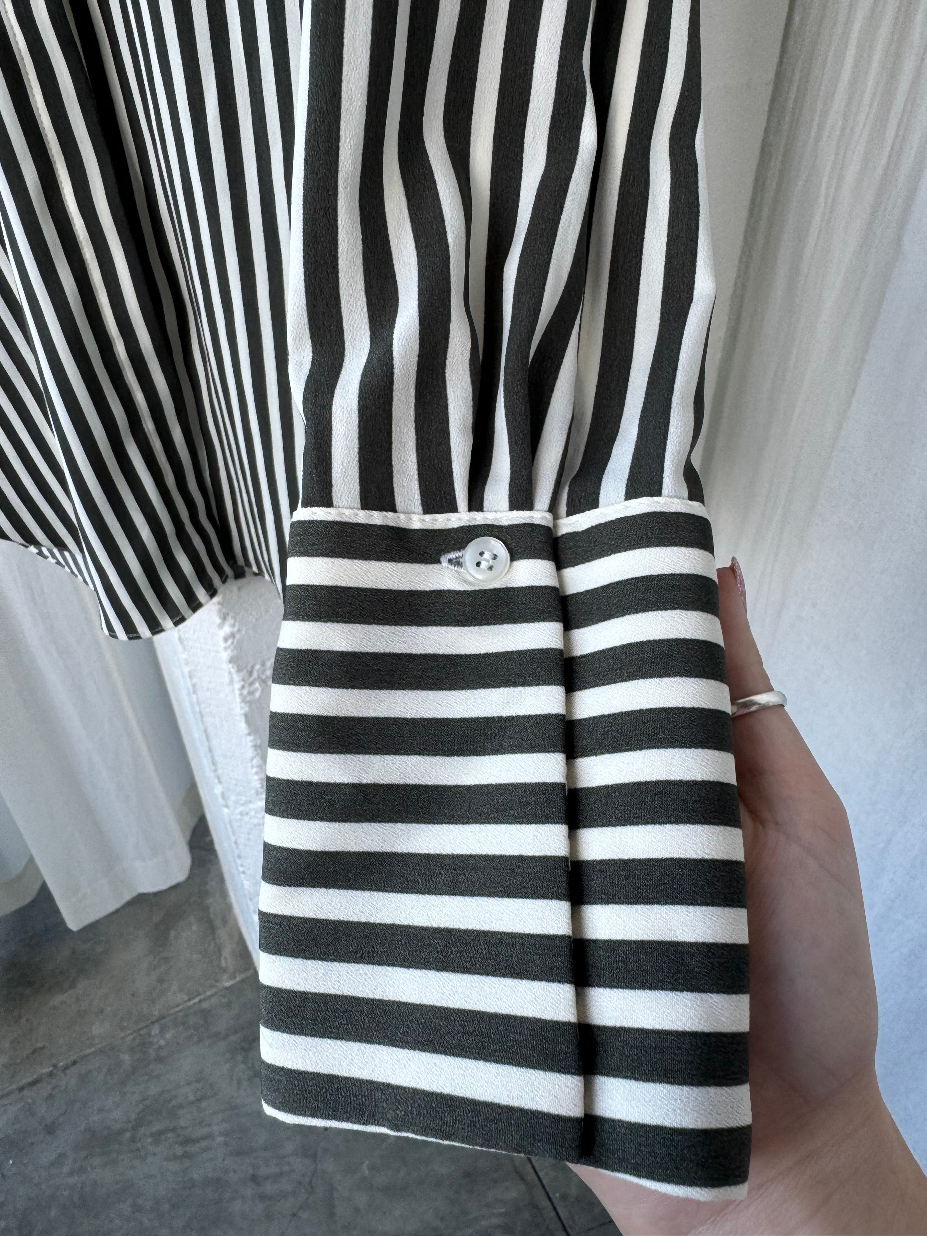 H&M Olive and White Striped Shirt