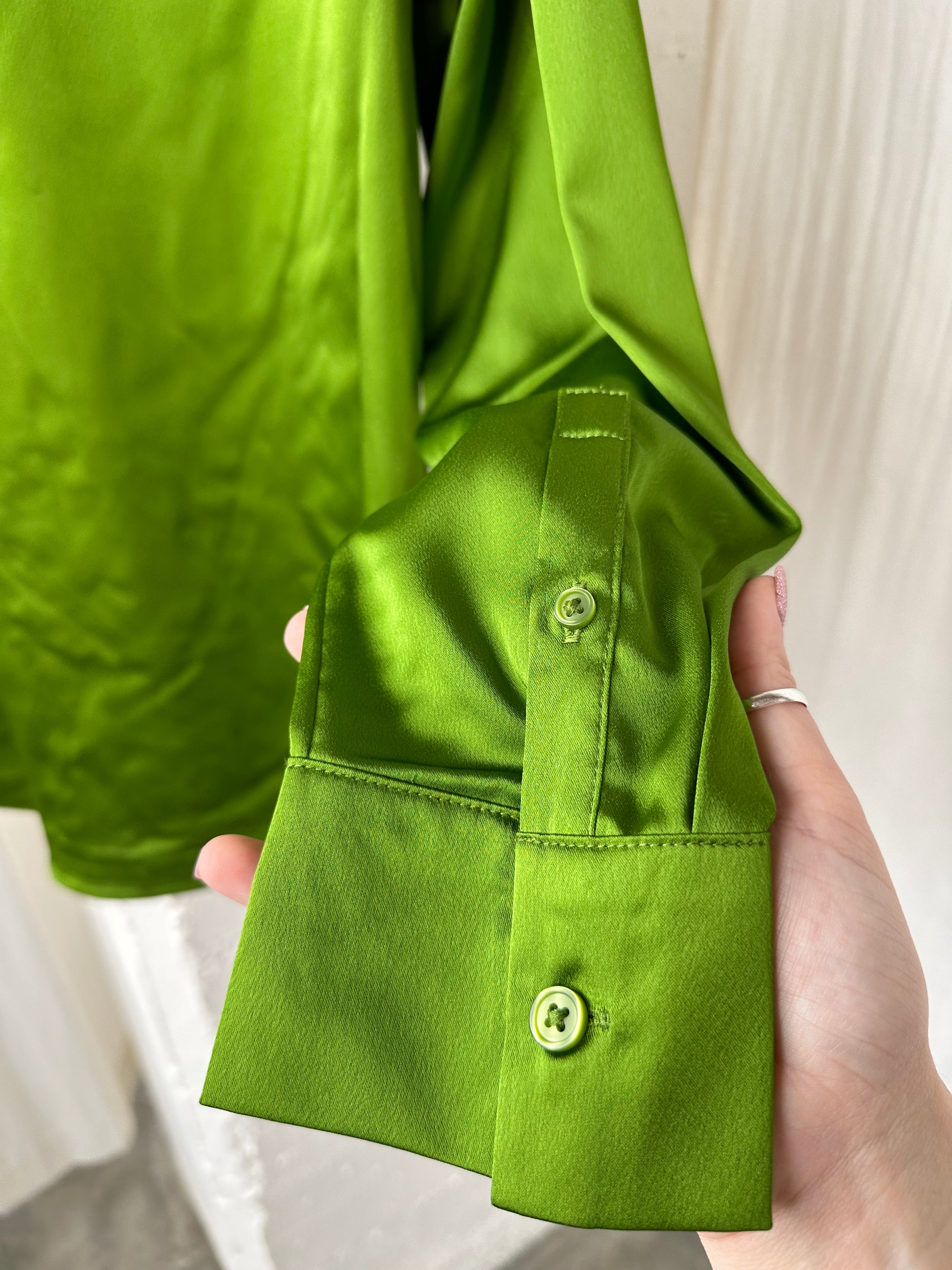 A New Day Green Satin Blouse