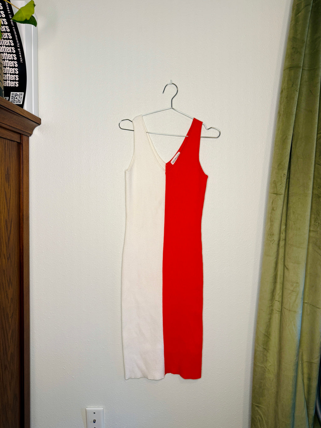 Orange and White Knit Dress