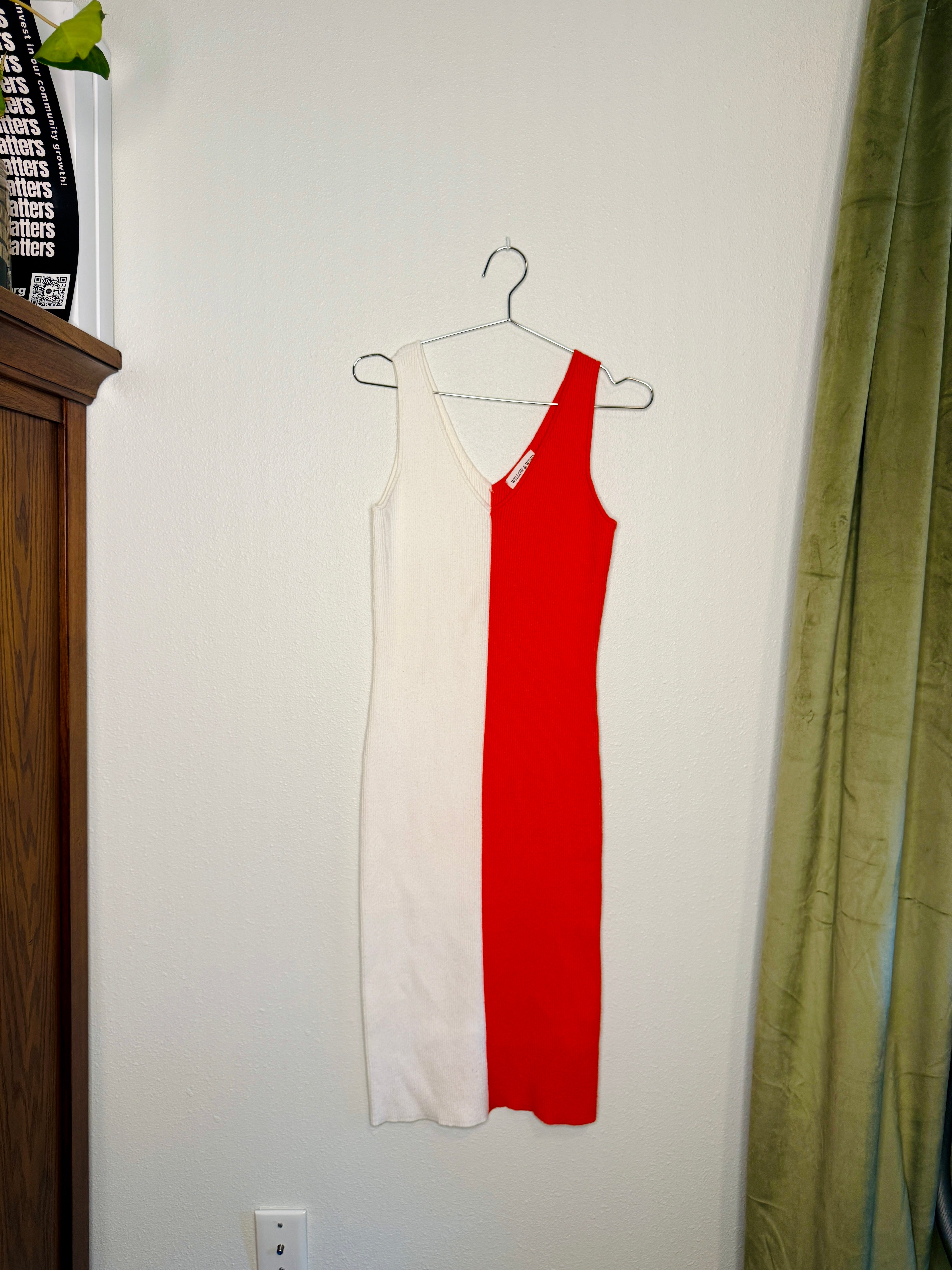 Orange and White Knit Dress