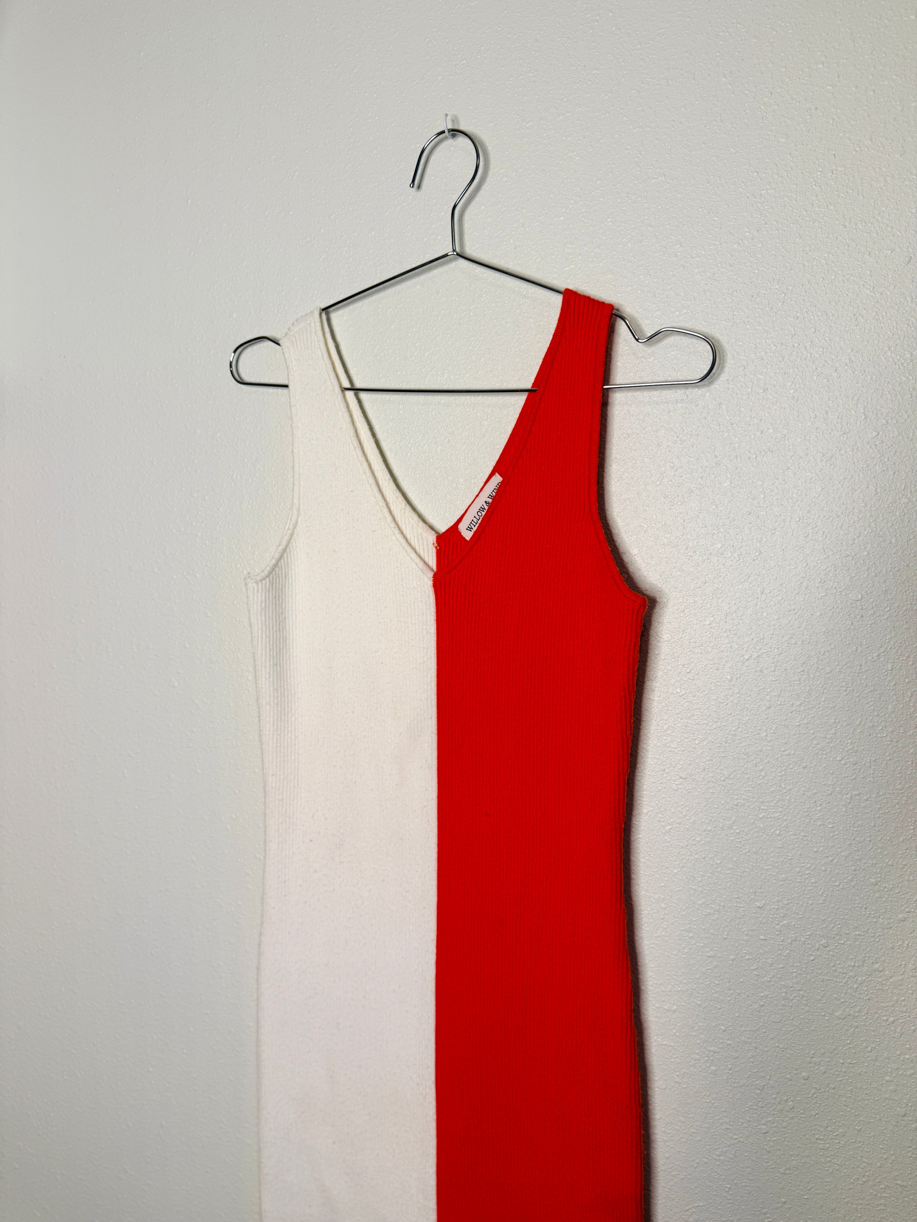 Orange and White Knit Dress