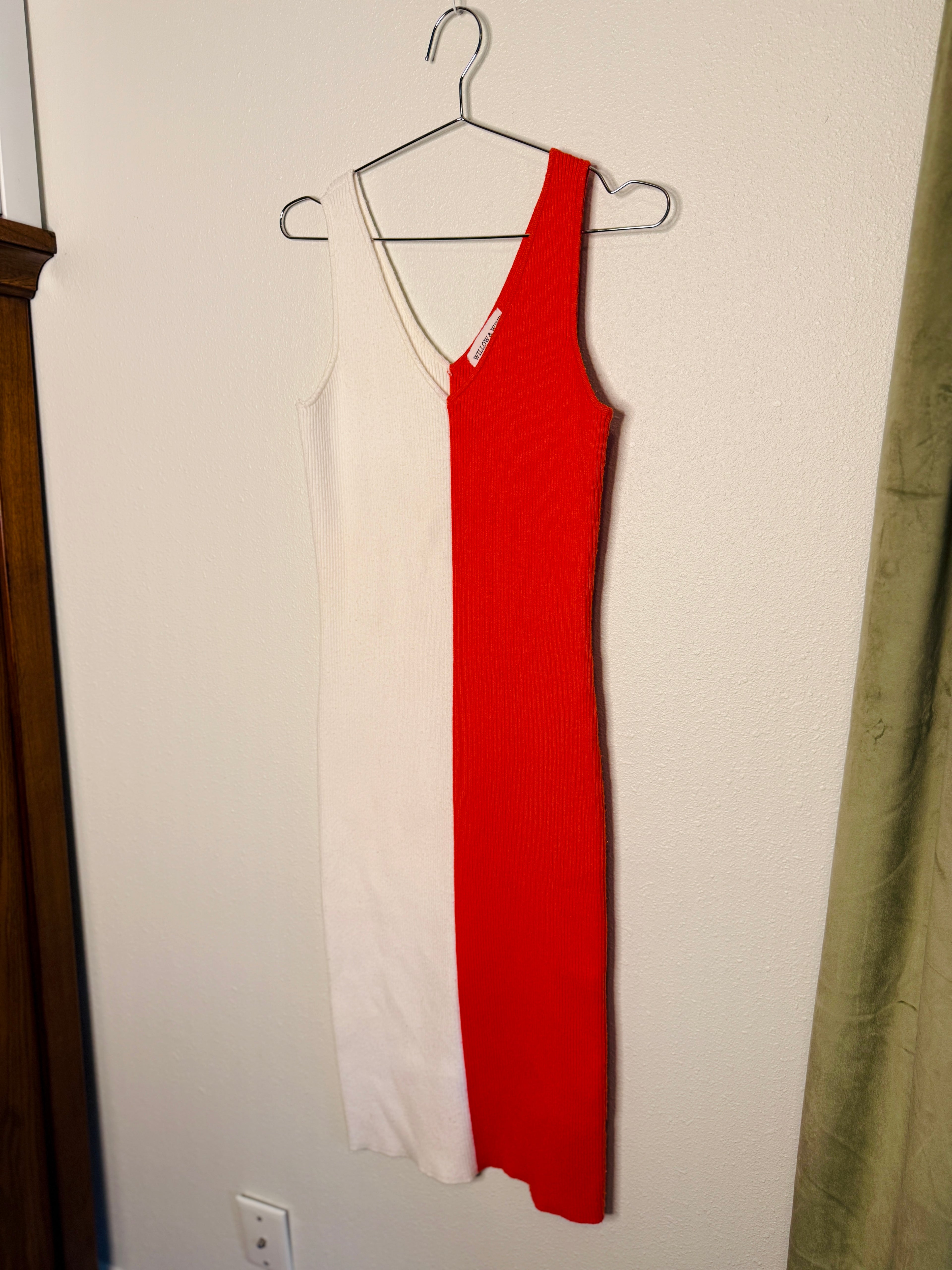 Orange and White Knit Dress