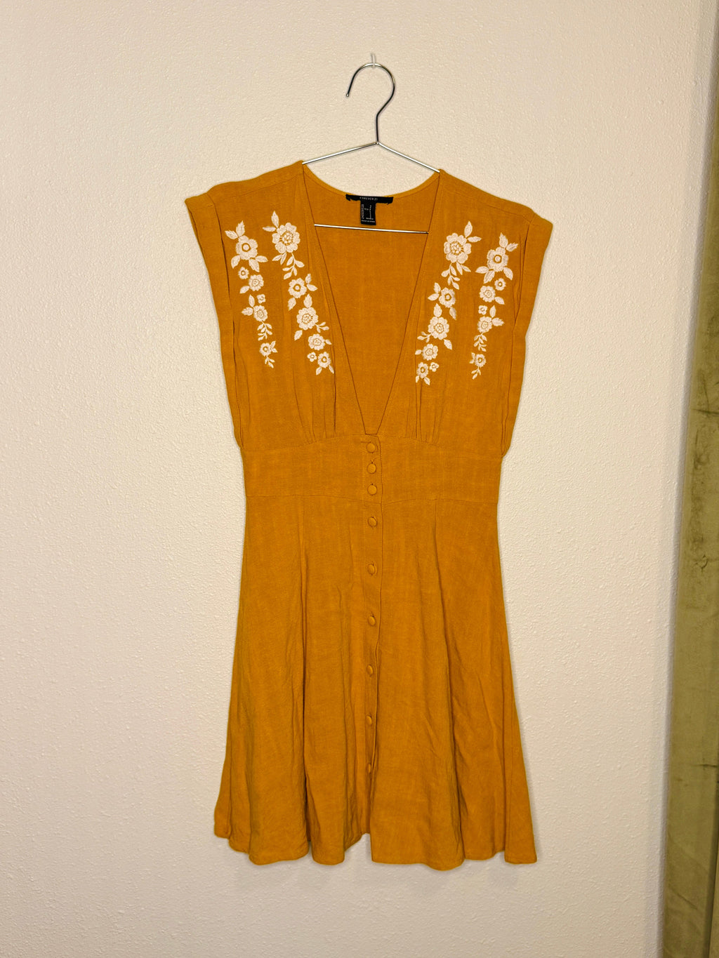 Forever21 Embroidered Yellow Dress