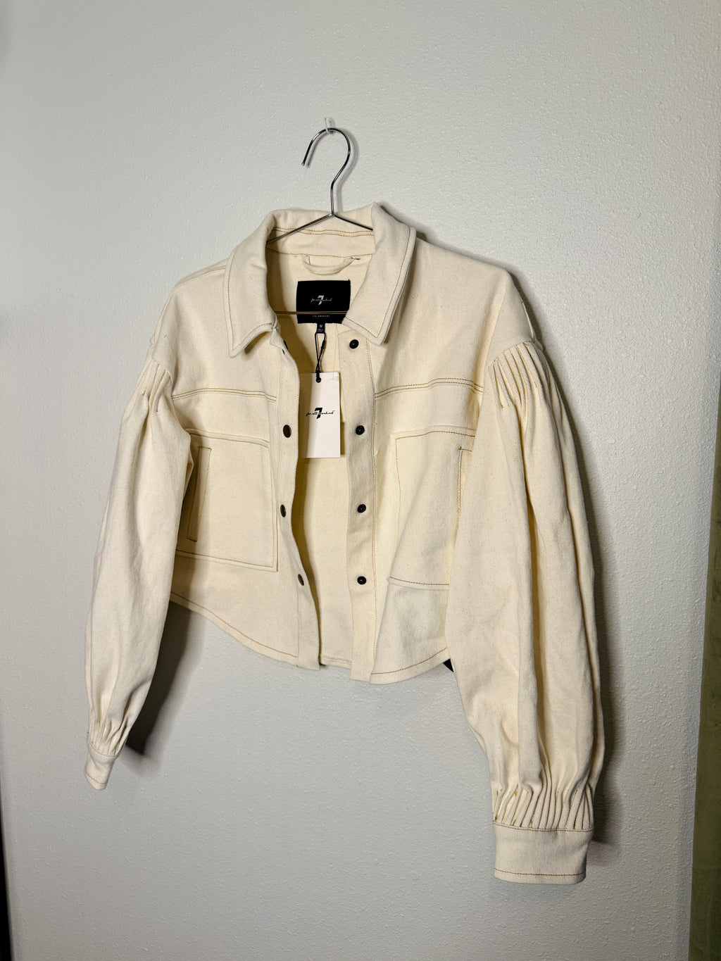 7 for all mankind white denim jacket