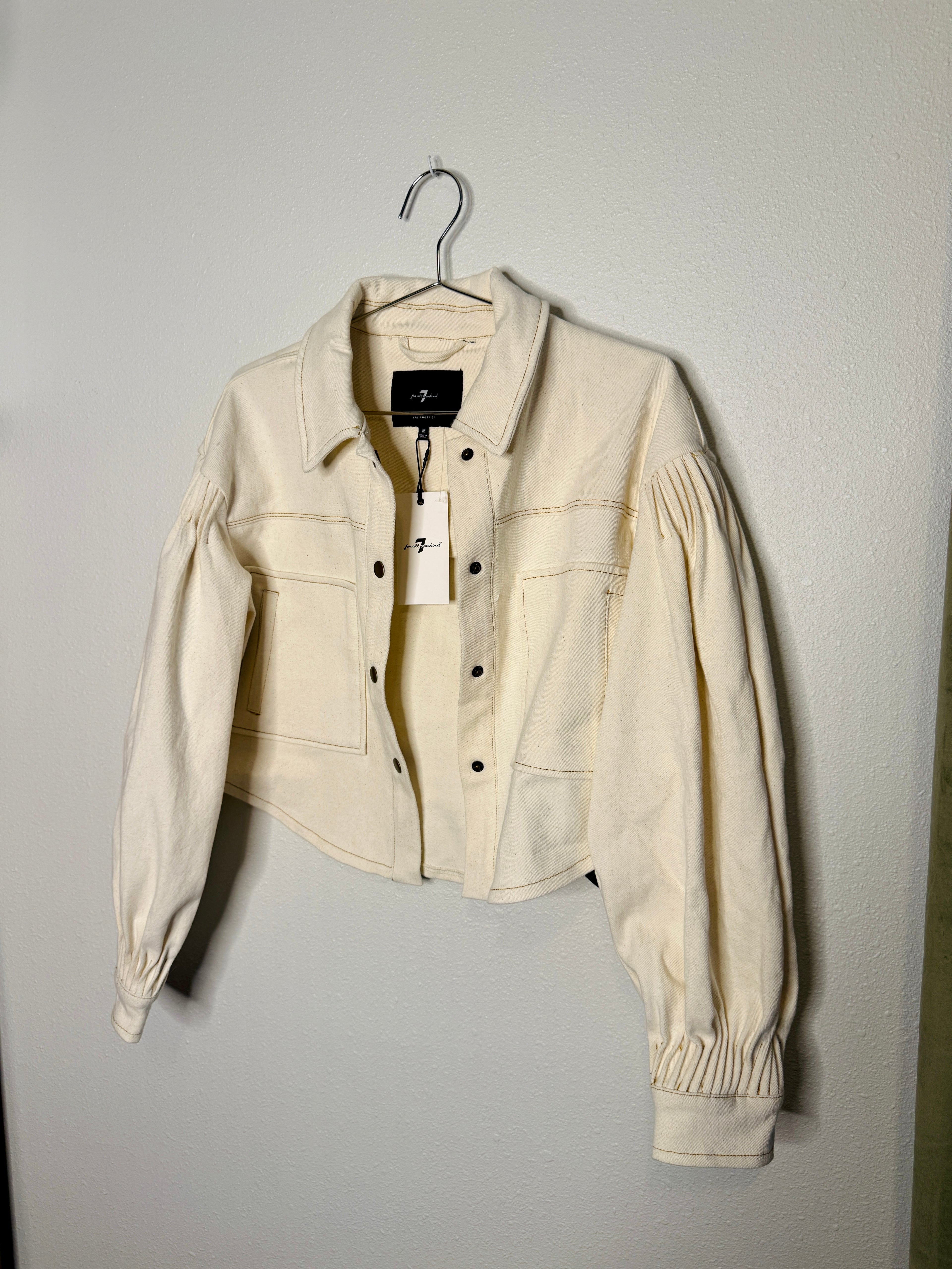 7 for all mankind white denim jacket