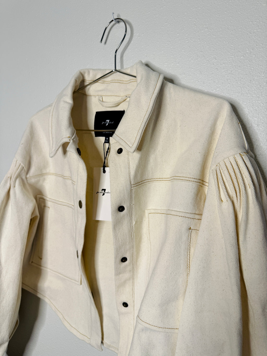7 for all mankind white denim jacket