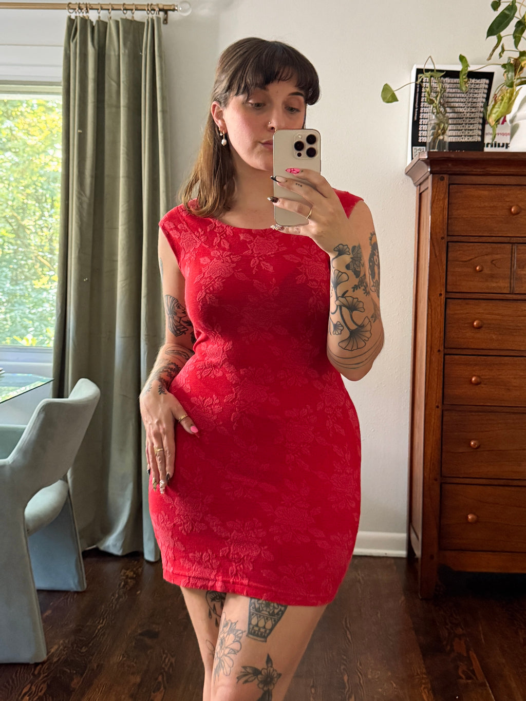 Vintage Red Rose Minidress