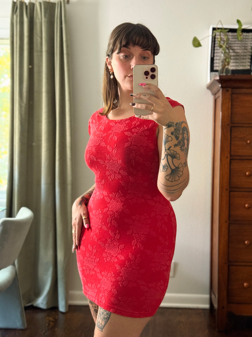Vintage Red Rose Minidress