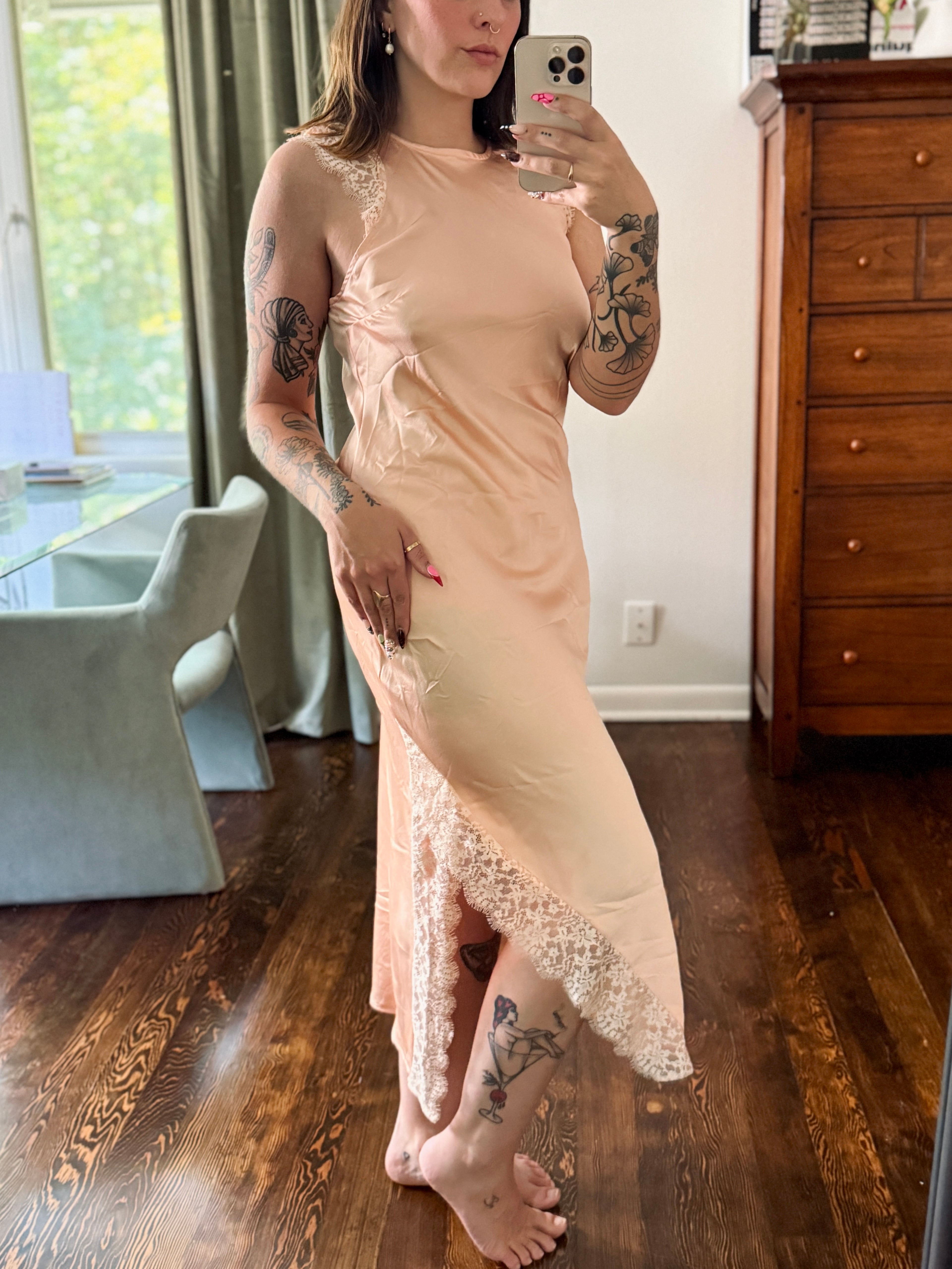 New Collective Peach Silk Dress