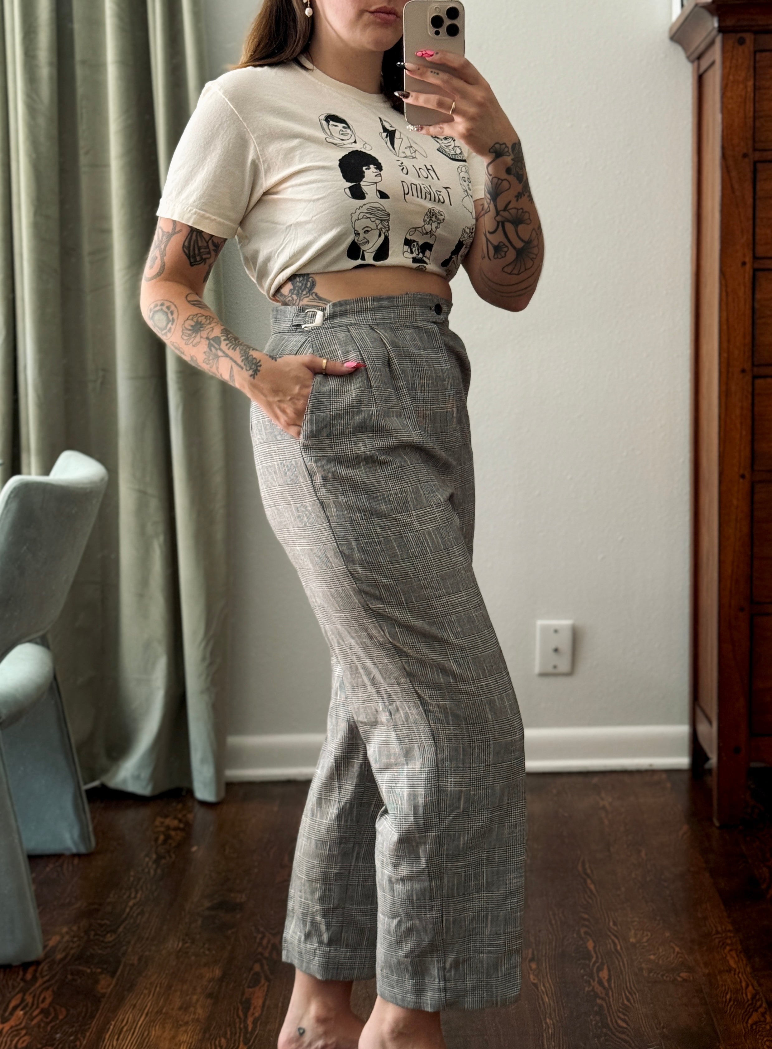 Vintage High Waisted Tapered Trousers