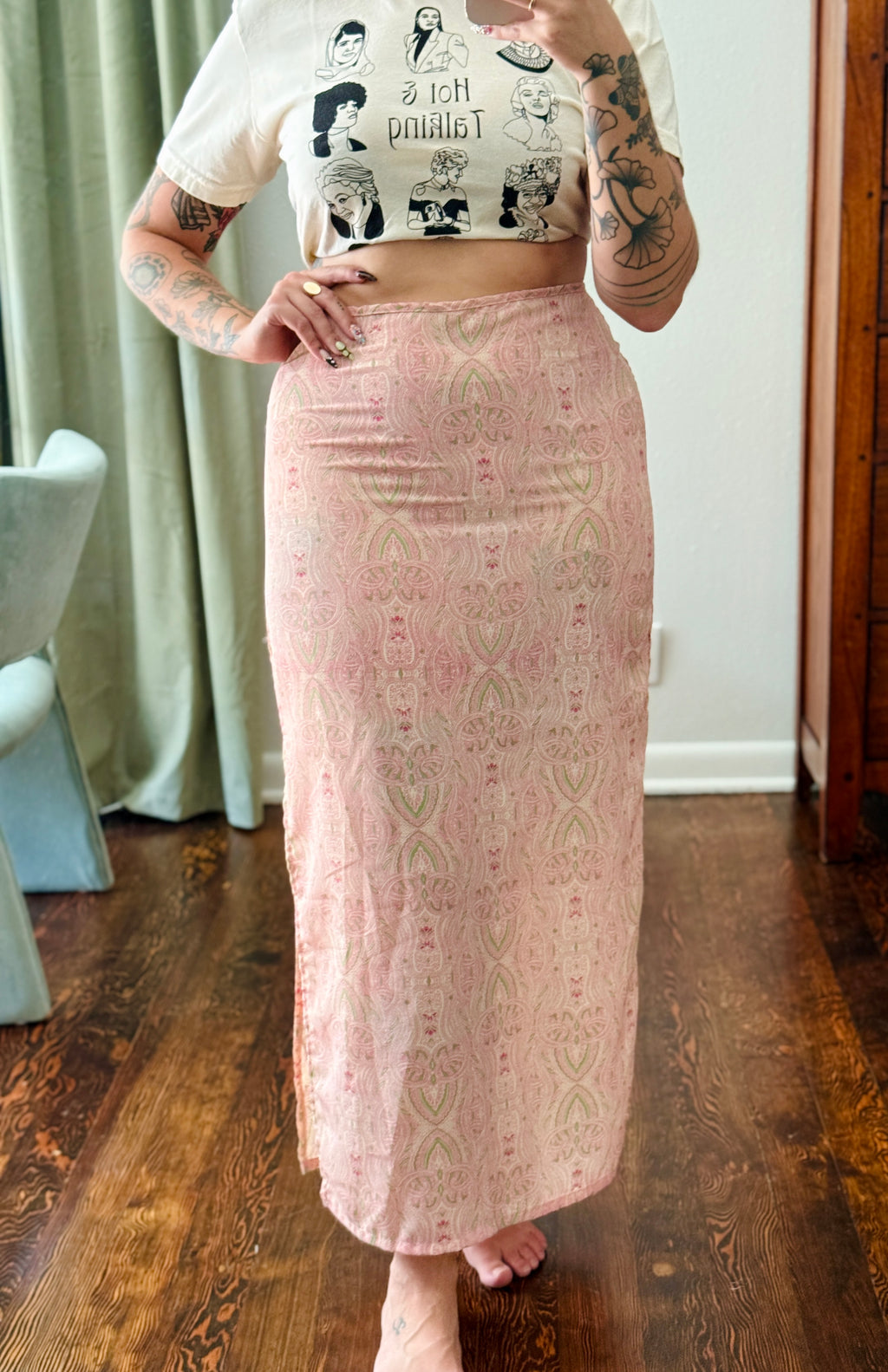 Vintage Pink and Green Skirt