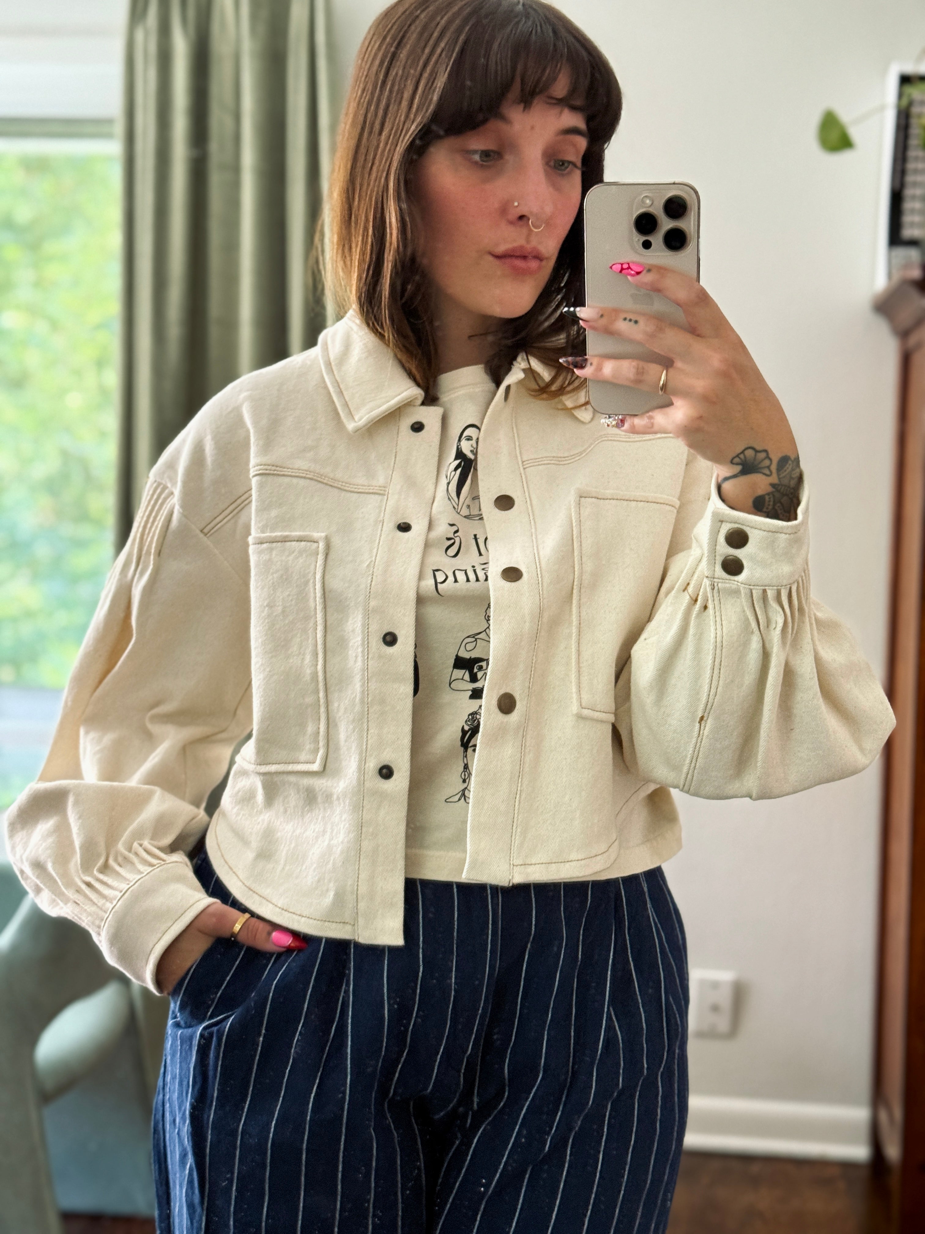 7 for all mankind white denim jacket