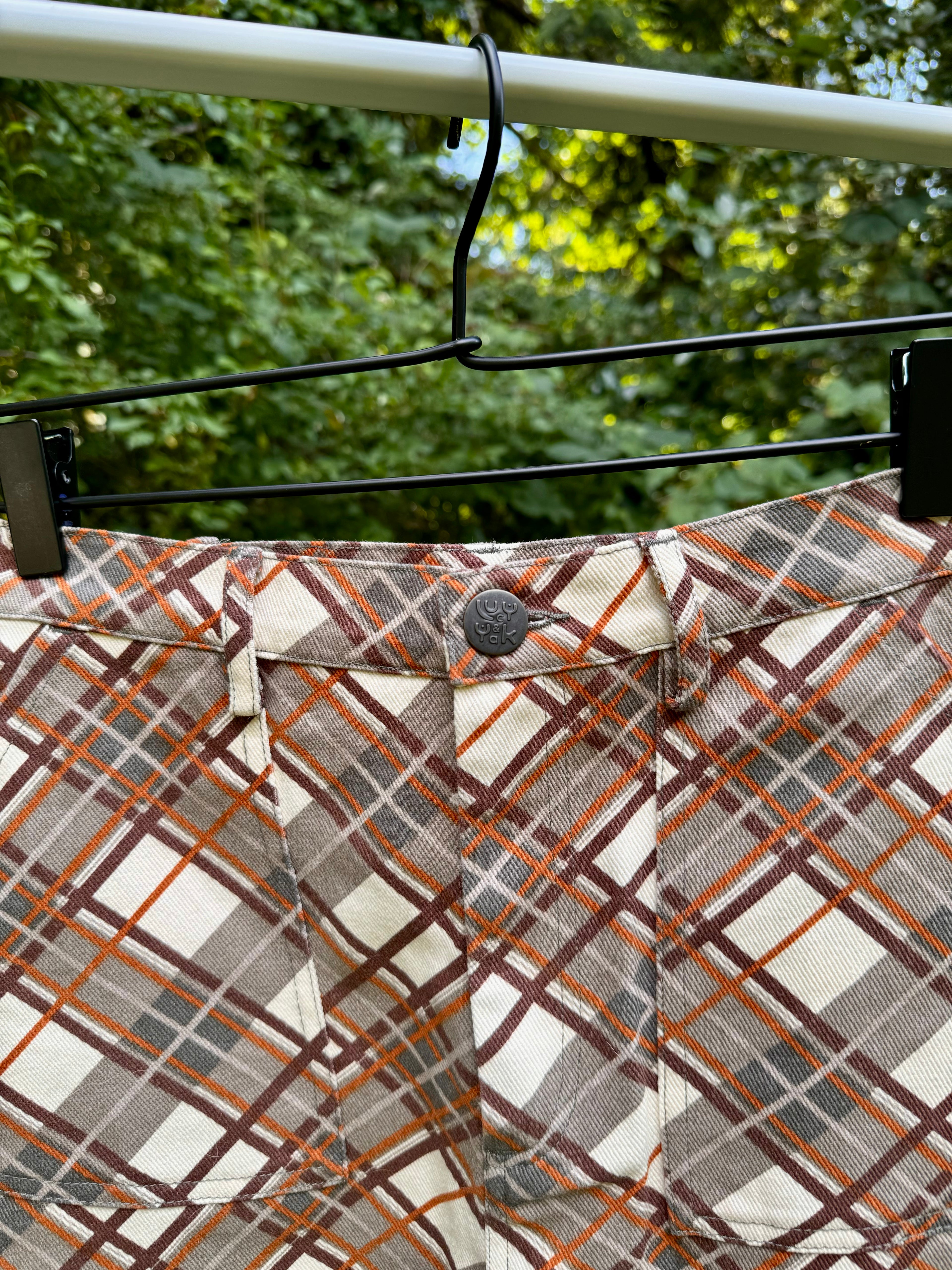 Lucy + Yak Blair Brown & Cream Plaid Skirt