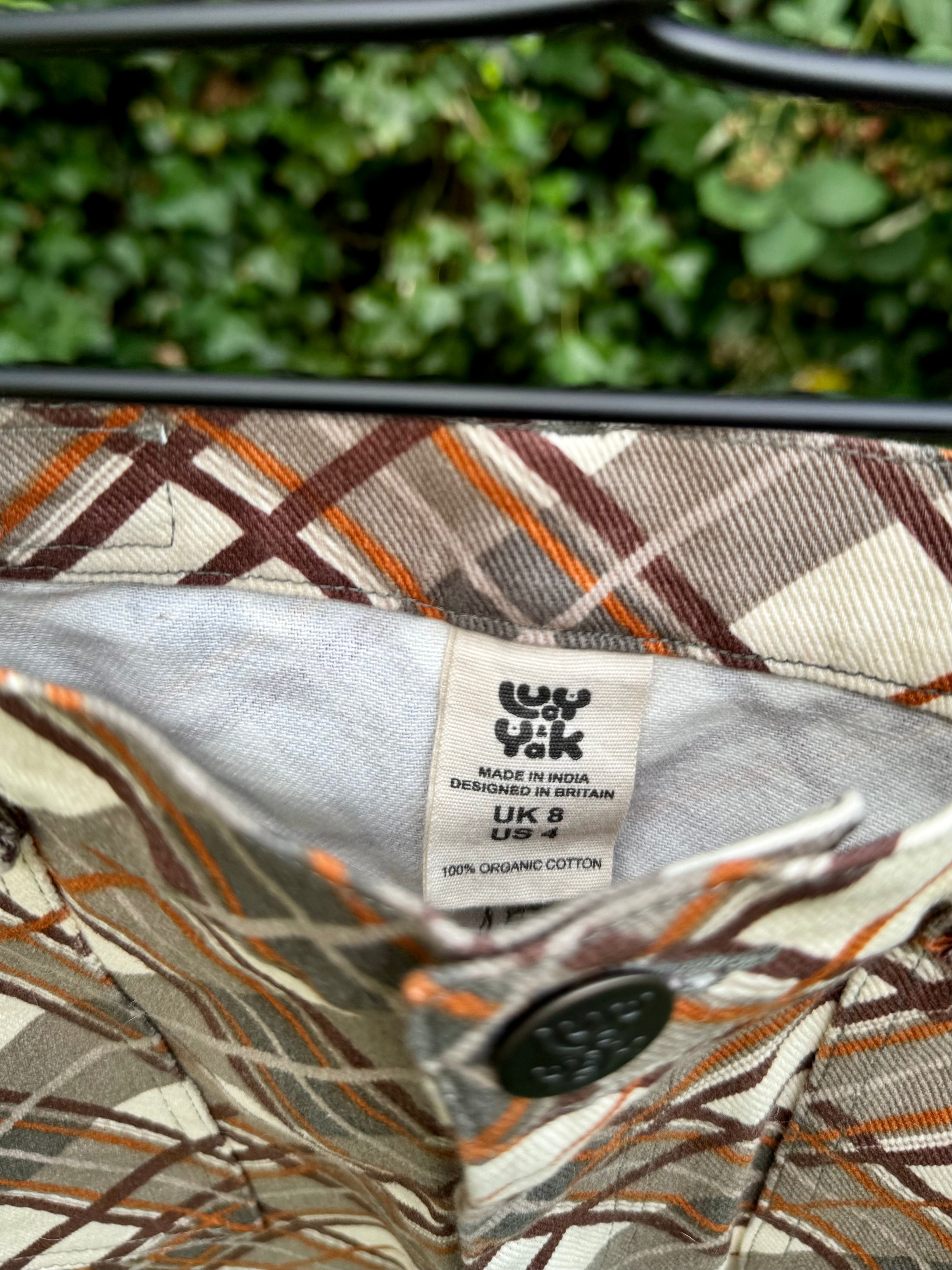 Lucy + Yak Blair Brown & Cream Plaid Skirt