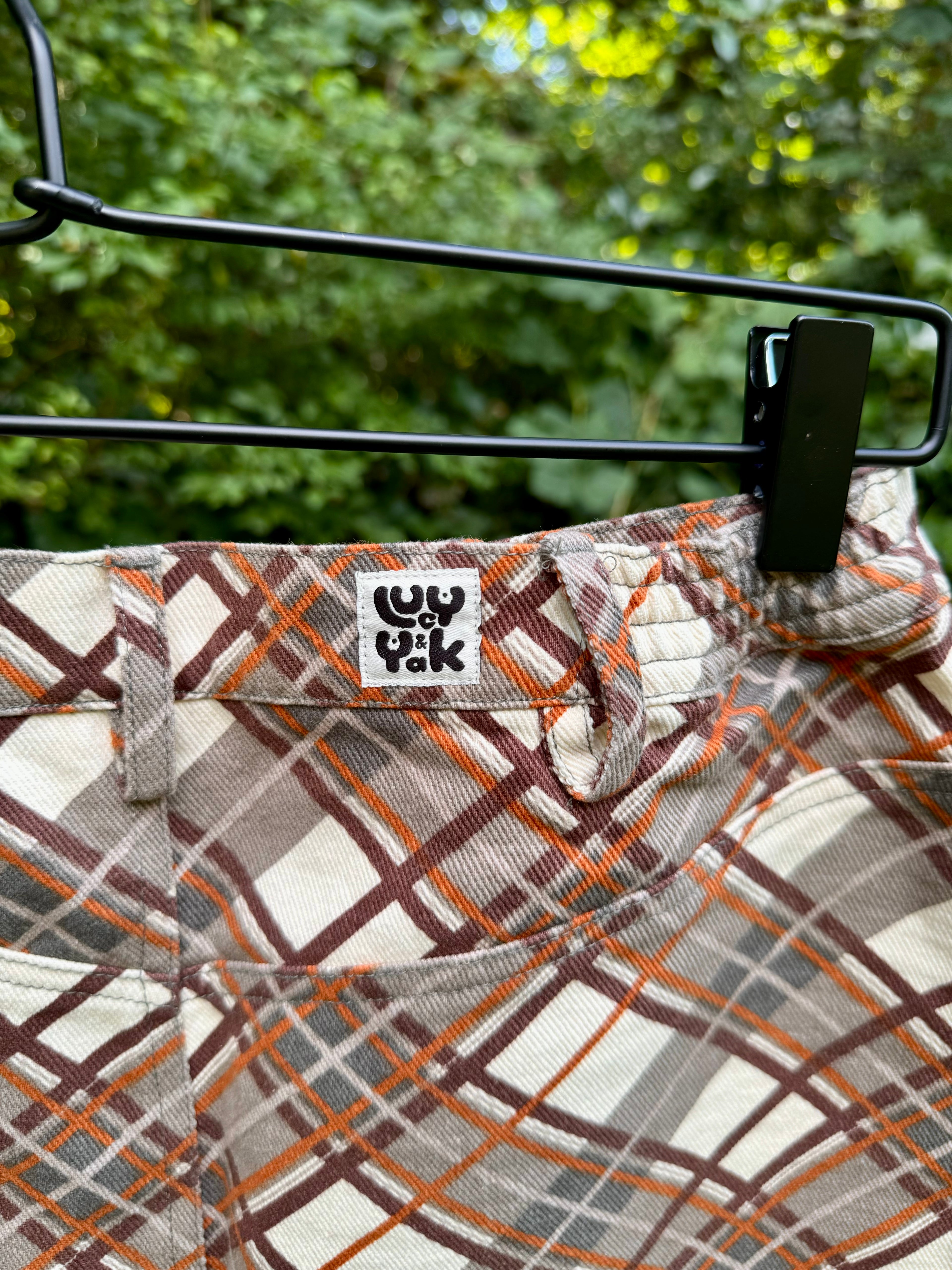 Lucy + Yak Blair Brown & Cream Plaid Skirt